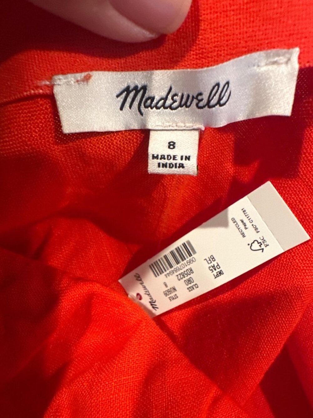 NWT Madewell 100% Linen Maxi Skirt Size 8 Orange Red Minimalist Coastal Chic - Picture 2 of 13